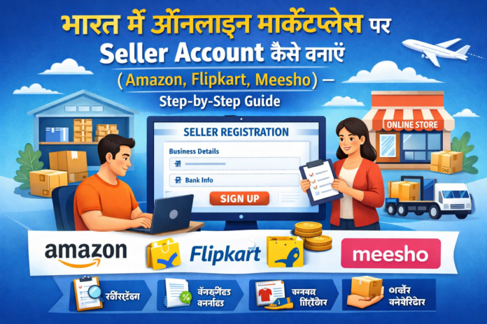 भारत में ऑनलाइन मार्केटप्लेस पर Seller Account कैसे बनाएं (Amazon, Flipkart, Meesho)